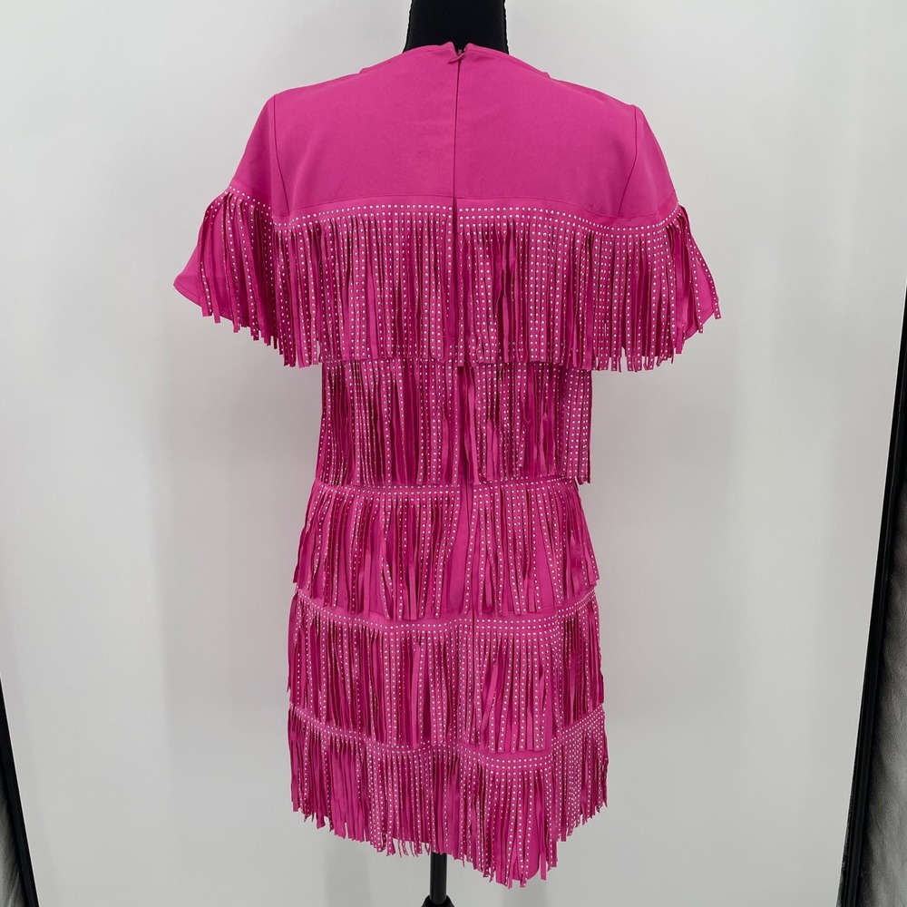 Mainstrip Fringe Dress Womens M Pink Polyester Western Studded Festival Boho - Picture 9 of 16
